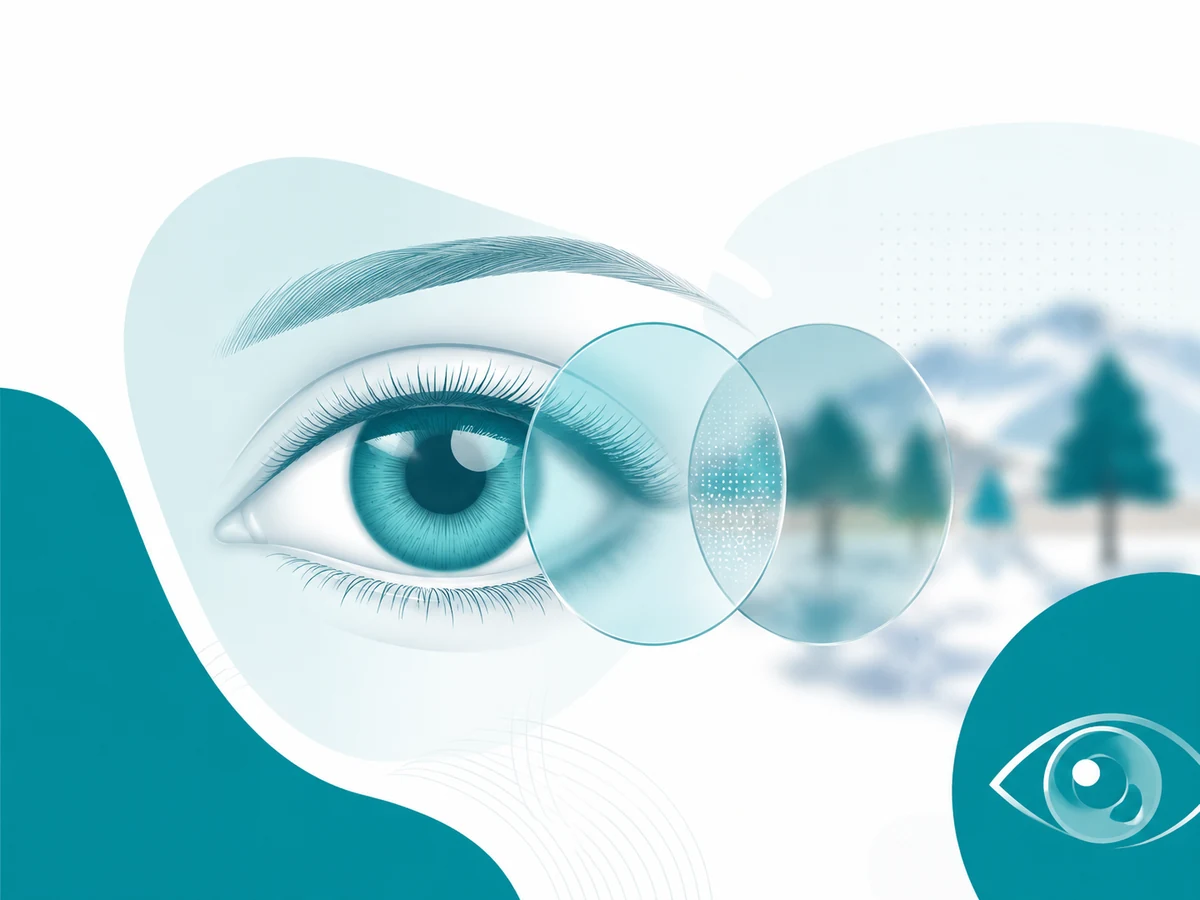 Ilustración sobre visión y lentes relacionada con astigmatismo.