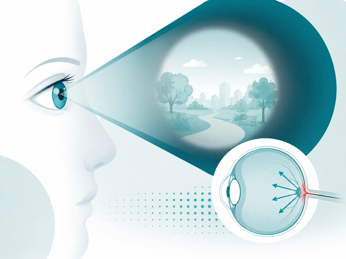 Concepto visual sobre campo visual y presión ocular relacionado con glaucoma.