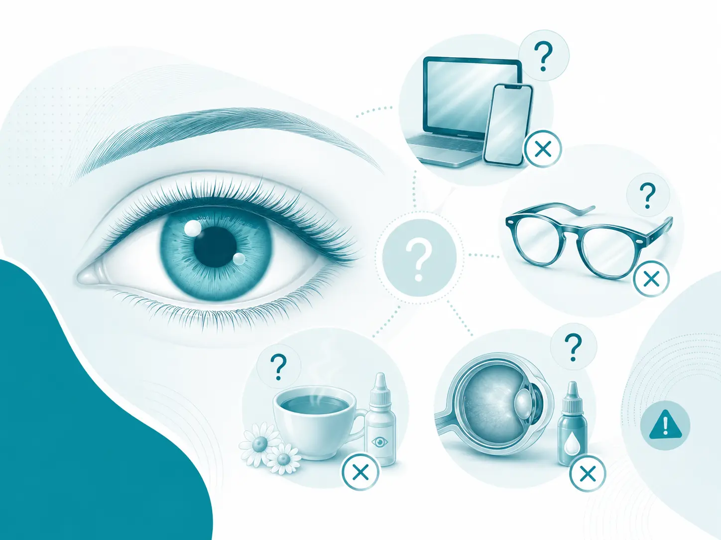 Ilustración moderna de atención ocular y evaluación oftalmológica.