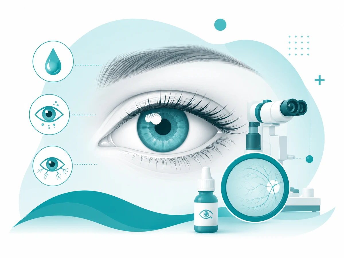 Concepto visual sobre cuidado ocular y factores que afectan los ojos.